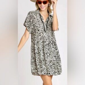 Ambie Black Paisley Print Tiered Dress
